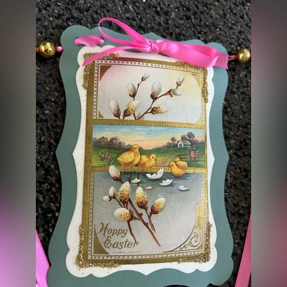 Easter postcard 1900’s vintage repurposed Holiday garland